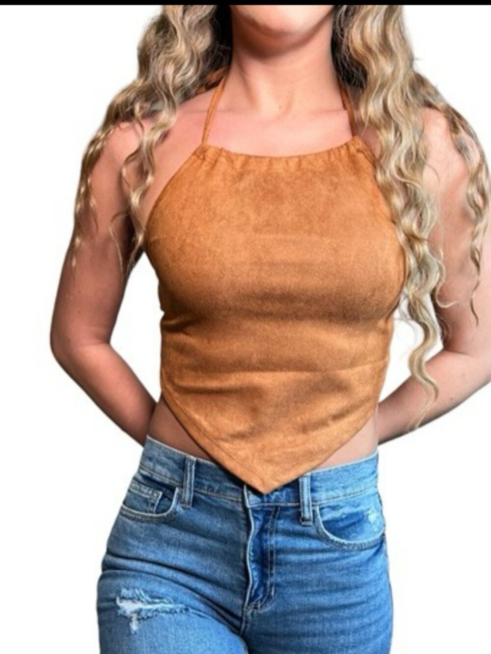 Women's Suede Halter Top